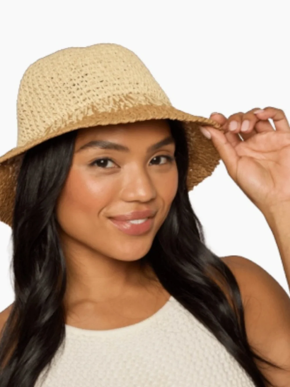 Eugenia Kim Two-Tone Woven Bucket Hat in Natural and Tan